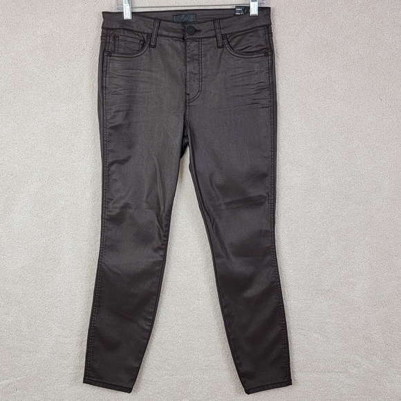 Kut from the Kloth Chocolate High Rise Faux Leather Coated Connie Ankle Sz 8 NEW - Picture 3 of 16